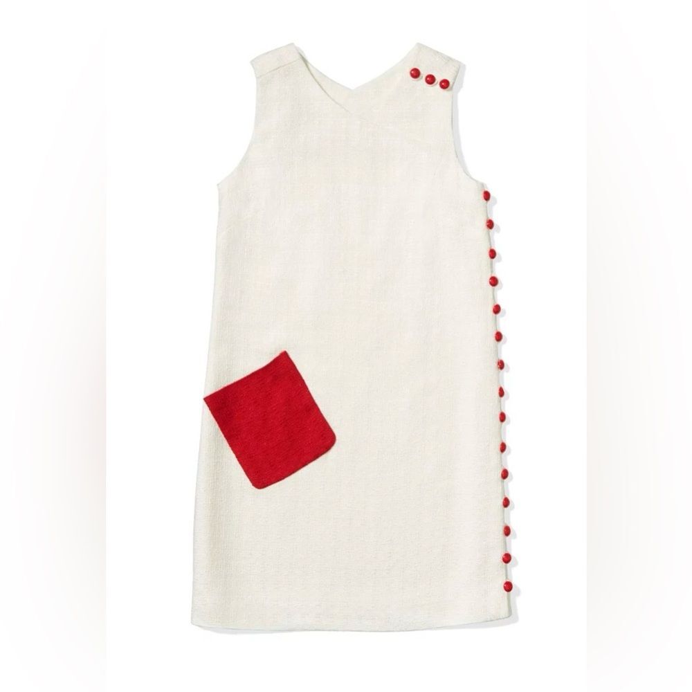 Tommy Hilfiger x Zooey Deschanel "Lexi" Tweed Shift Dress - Ivory/Red | Size 6